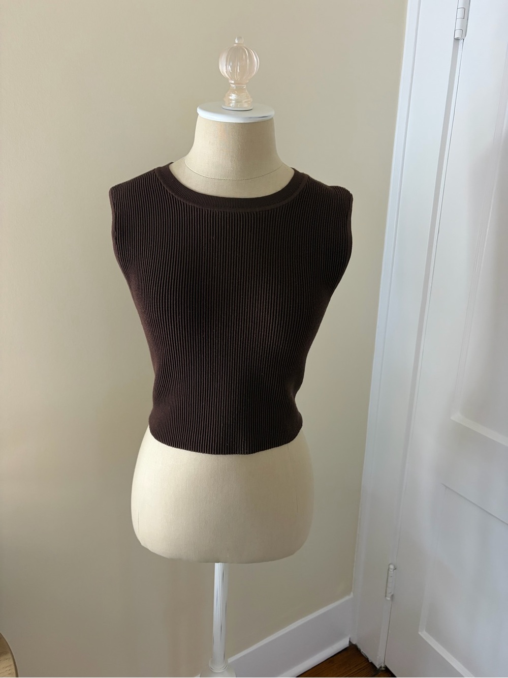 Aritzia Ribbed Cropped Tank Top - Chocolate Brown